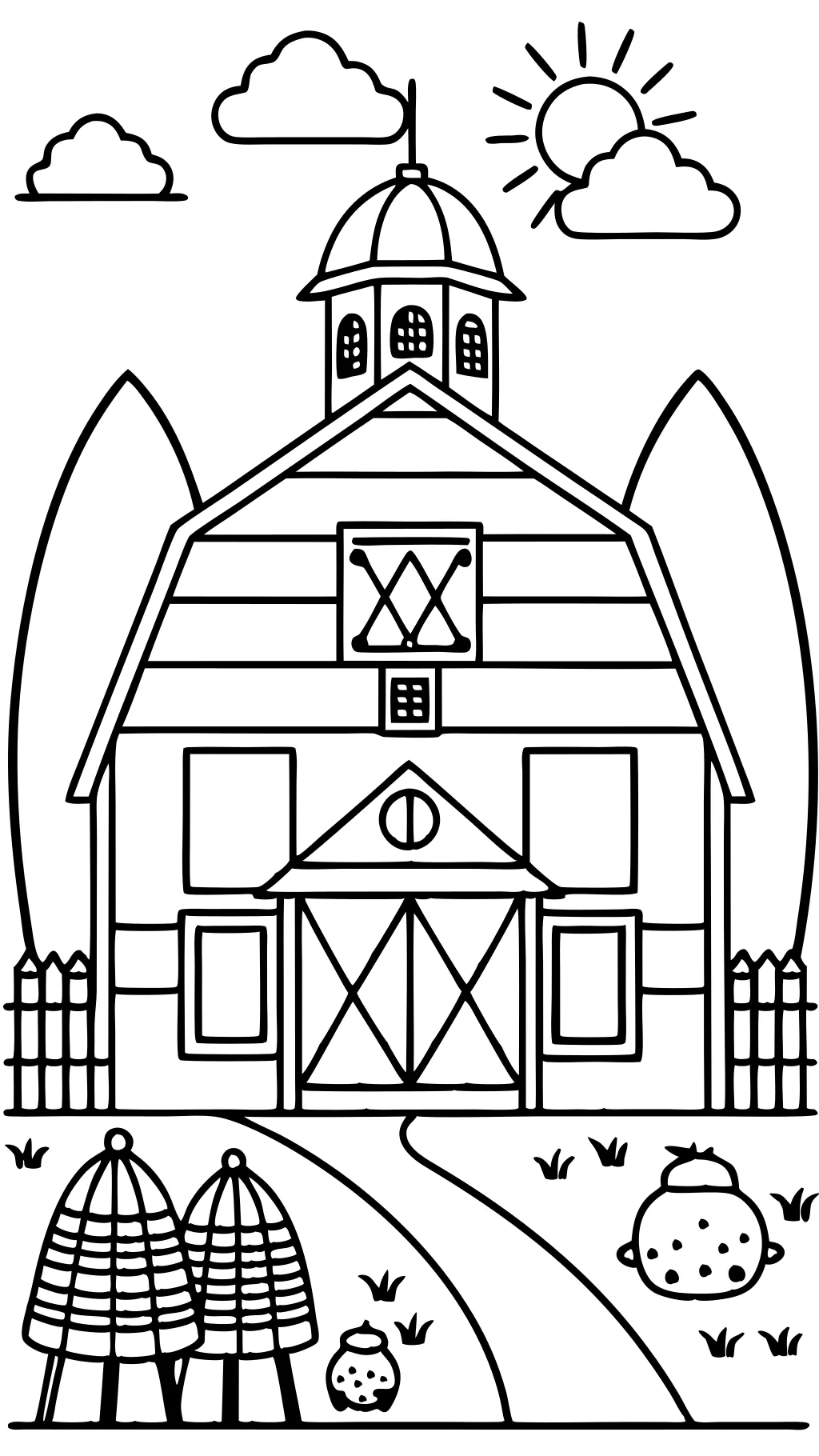 coloring pages of barns